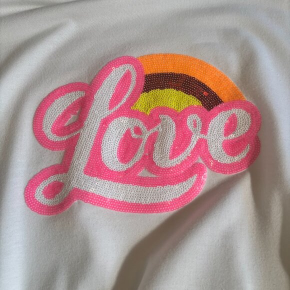 DaDa White "Love" Sweatshirt with Sequin Detail - Size M - Picture 4 of 11
